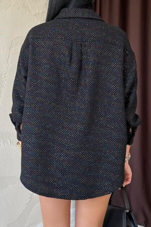 Siyah Işıltılı Gömlek - 4