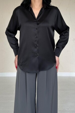 Siyah Saten Gömlek - 3