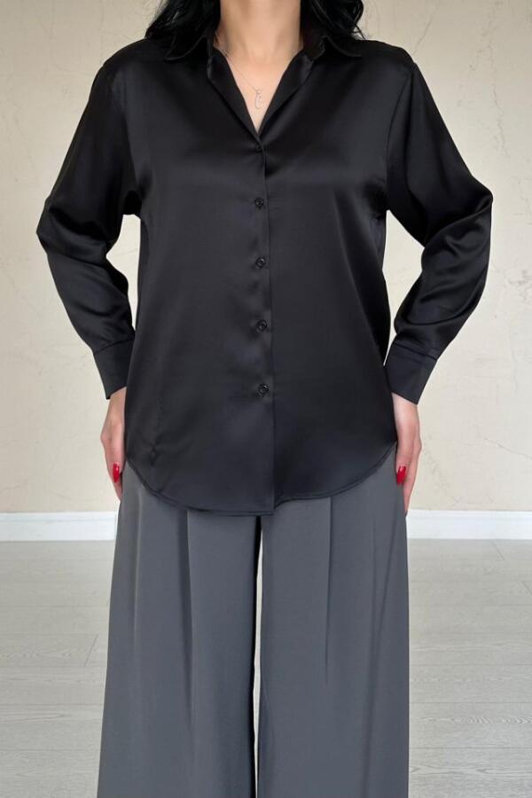 Siyah Saten Gömlek - 3