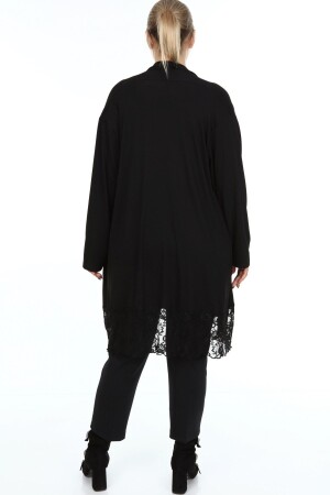 Plus Size Cardigan with Lace Skirt Black - 5