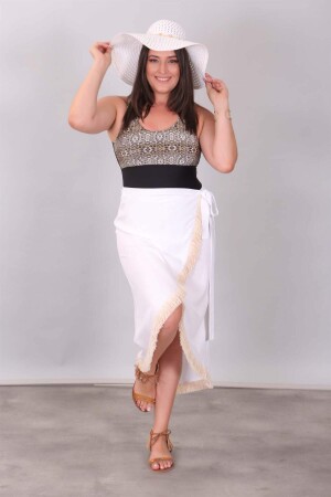 White Pareo with Tassels on the Skirt - 1