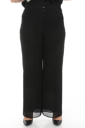 Slit Chiffon Plus Size Trousers Black - 3