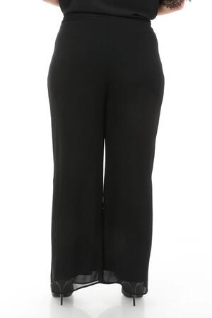 Slit Chiffon Plus Size Trousers Black - 4