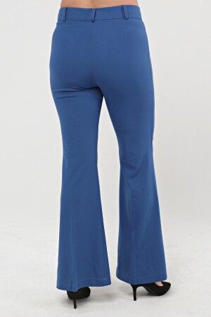 Flare Leg Plus Size Crepe Trousers Blue - 5