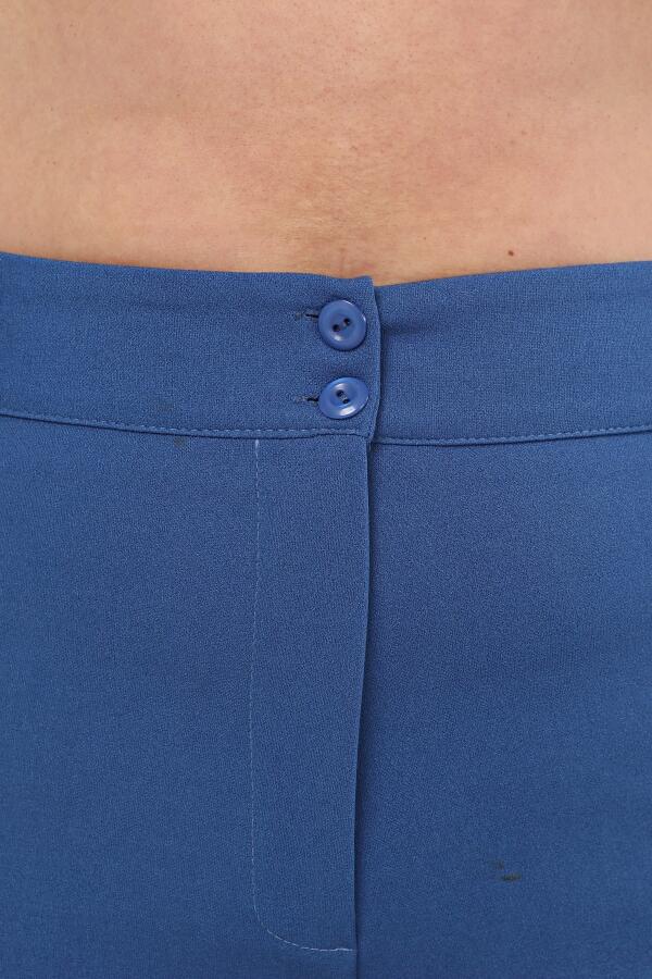 Flare Leg Plus Size Crepe Trousers Blue - 6
