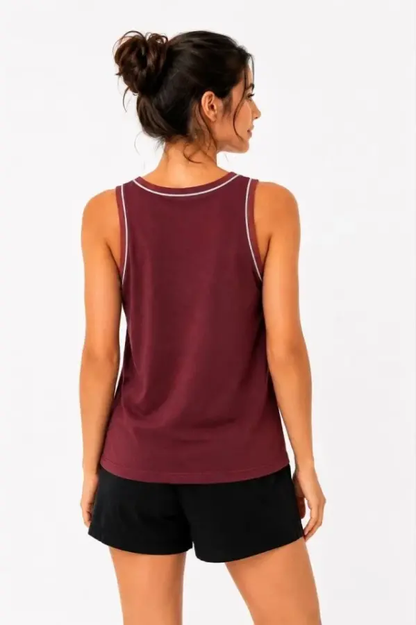 Sporcu Atlet Bisiklet Yaka Kolsuz Yazlık Atlet - Bordo - 3