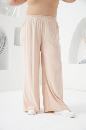 Stay Yazılı Büyük Beden Bluz-Pantolon Takım Krem - 5