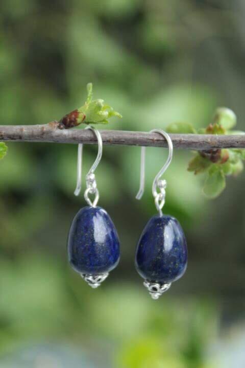 Bayan Gümüş Küpe Lapis Lazuli Sevgiliye Hediye - 2