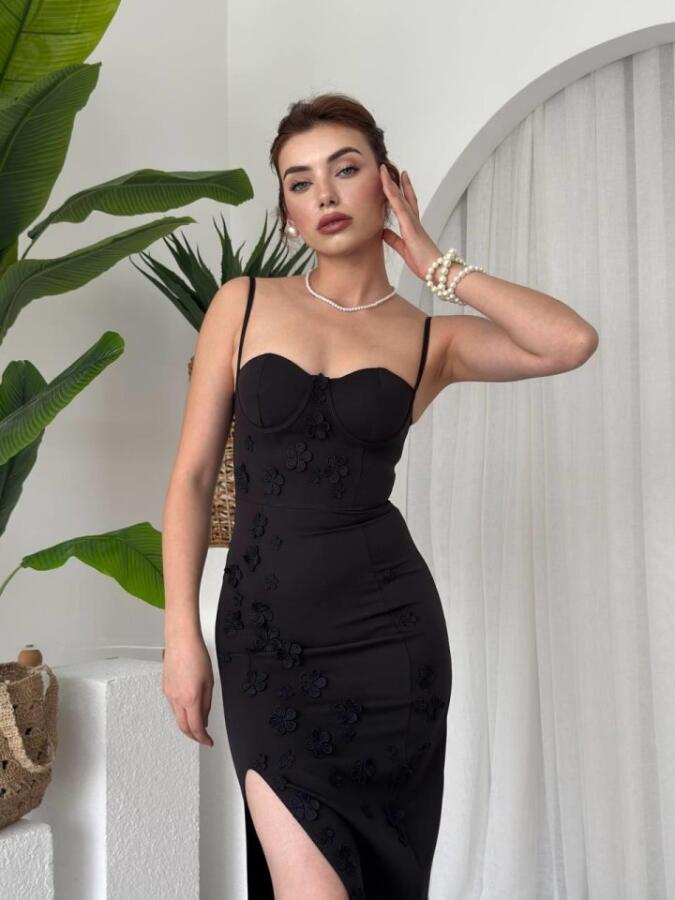 Stor Gül Detaylı Elbise - 1
