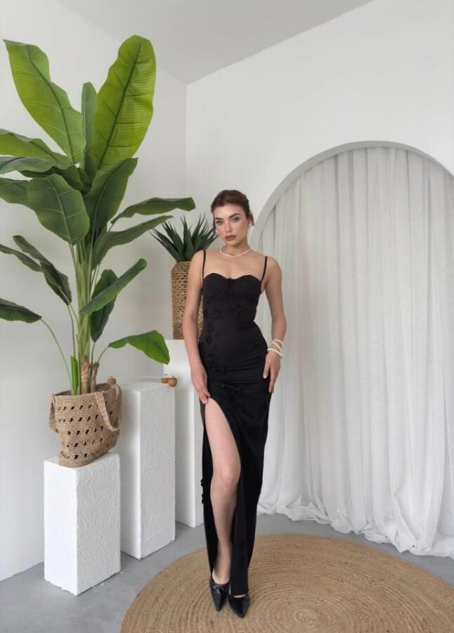 Stor Gül Detaylı Elbise - 6