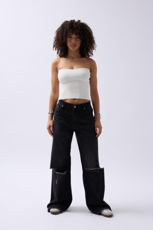 Straplez Dokulu Crop - 2