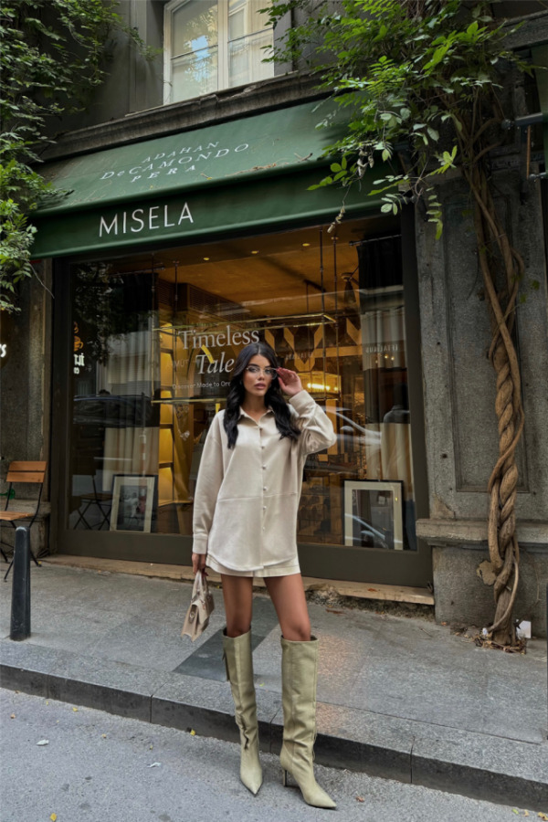 SÜET GÖMLEK - Taş - 3