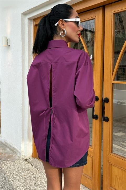 Süzine Cepli Arkası Yırtmaçlı Oversize Gömlek 3420 - 2