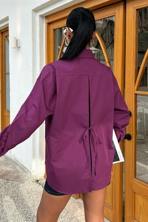 Süzine Cepli Arkası Yırtmaçlı Oversize Gömlek 3420 - 4