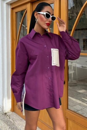 Süzine Cepli Arkası Yırtmaçlı Oversize Gömlek 3420 - 5
