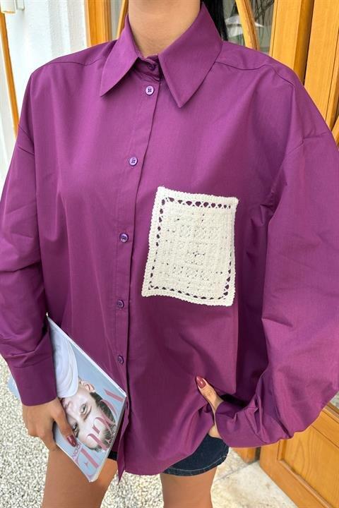 Süzine Cepli Arkası Yırtmaçlı Oversize Gömlek 3420 - 8