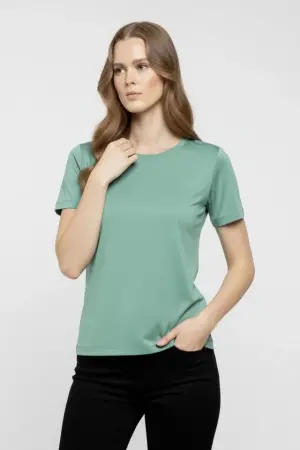 T-Shirt Bisiklet Yaka Slim Fit Likralı Tişört Günlük Basic Body - Mint Yeşili - 1