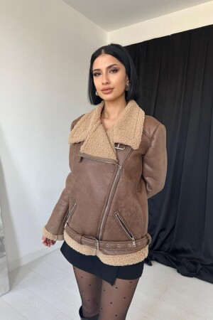 Taba Apoletli Kürklü Ceket - 1