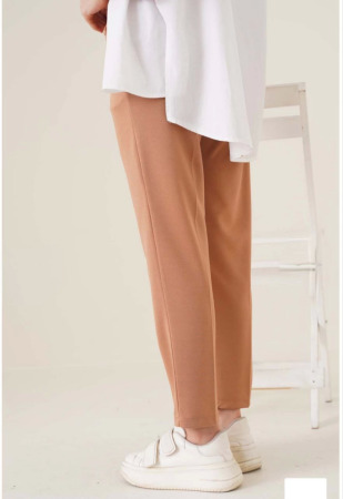 Tam Kalıp Basic Eşofman Pantolon - Kahverengi - 4