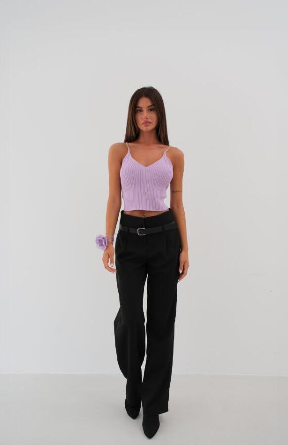 Taş Askılı Triko Bluz - 1