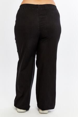 Taş Detaylı Büyük Beden Geniş Paça Pantolon Siyah - 6