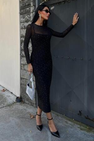 Taş İşlemeli Premium Tül Elbise 2829 - ANGELINO BuyukBedeniz (1)