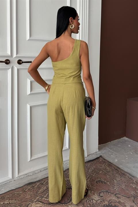 Tek Omuz Büstiyer Plazzo Pantolon Viscon Takım 10159 - 6