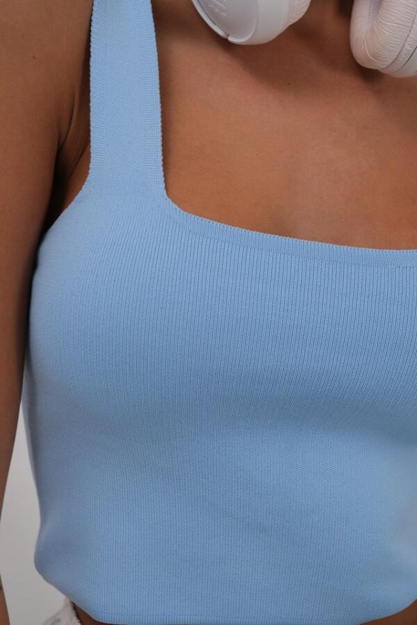 Tek Omuz Crop Bluz - 4