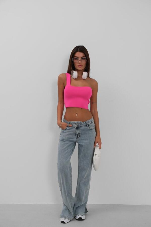 Tek Omuz Crop Bluz - 2
