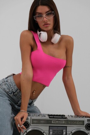 Tek Omuz Crop Bluz - 3