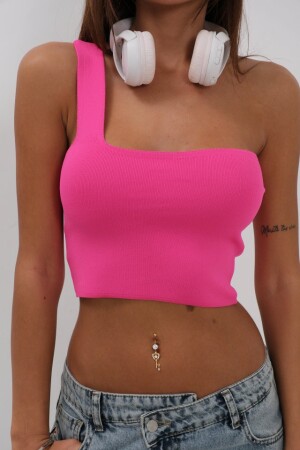 Tek Omuz Crop Bluz - 4
