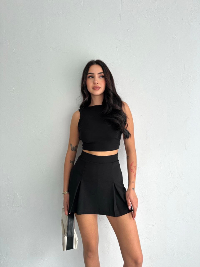 Tek Omuzlu Kolsuz Mini Boy Elbise - Siyah - 3