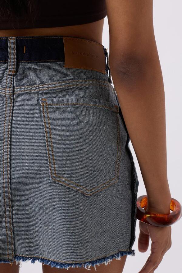 Ters Detay Denim Mini Etek - 4