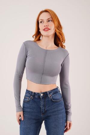 Ters Dikişli Basic Antrasit Body Bluz - ANGELINO BuyukBedeniz