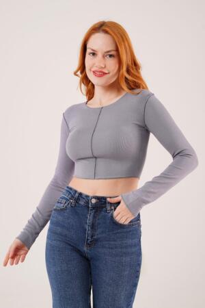 Ters Dikişli Basic Antrasit Body Bluz - 3
