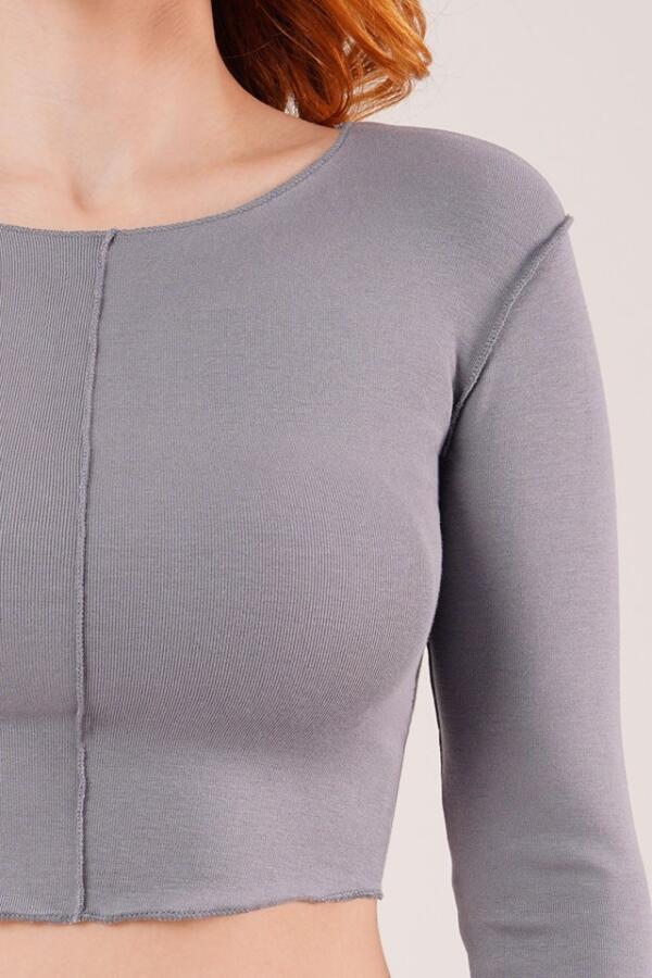 Ters Dikişli Basic Antrasit Body Bluz - 4