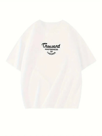 Thousand Baskılı Oversize Bisiklet Yaka T-shirt - Beyaz - 2