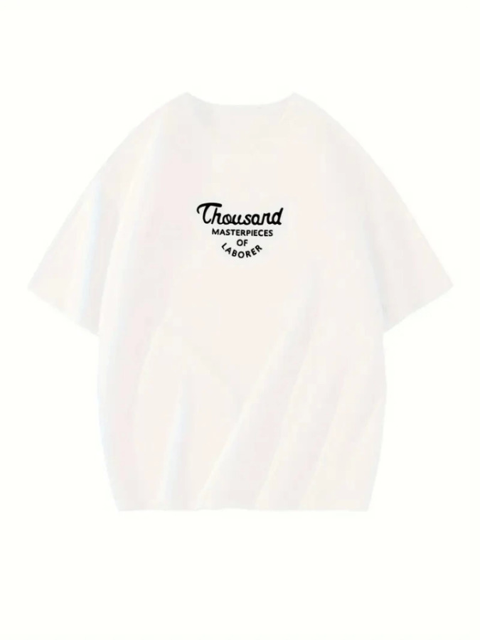 Thousand Baskılı Oversize Bisiklet Yaka T-shirt - Beyaz - 2