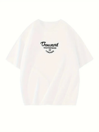 Thousand Baskılı Oversize Bisiklet Yaka T-shirt - Beyaz - 2