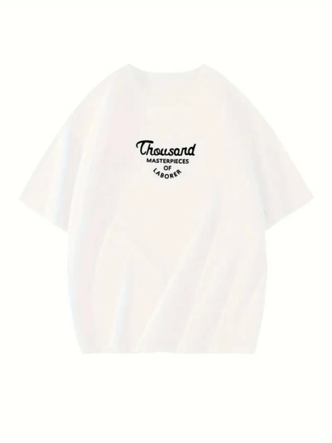 Thousand Baskılı Oversize Bisiklet Yaka T-shirt - Beyaz - 2