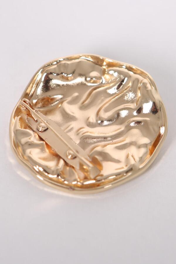 Trend42plus Gold Buruşuk Kıvrımlı Tasarım Broş - 5
