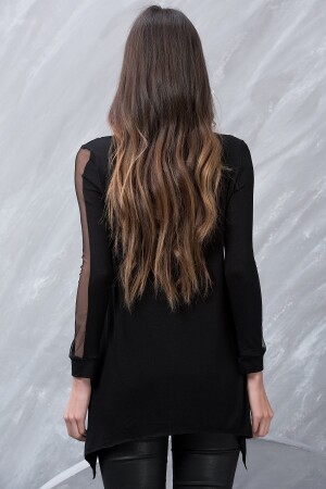 Tulle Detail Plus Size Blouse Black - 2