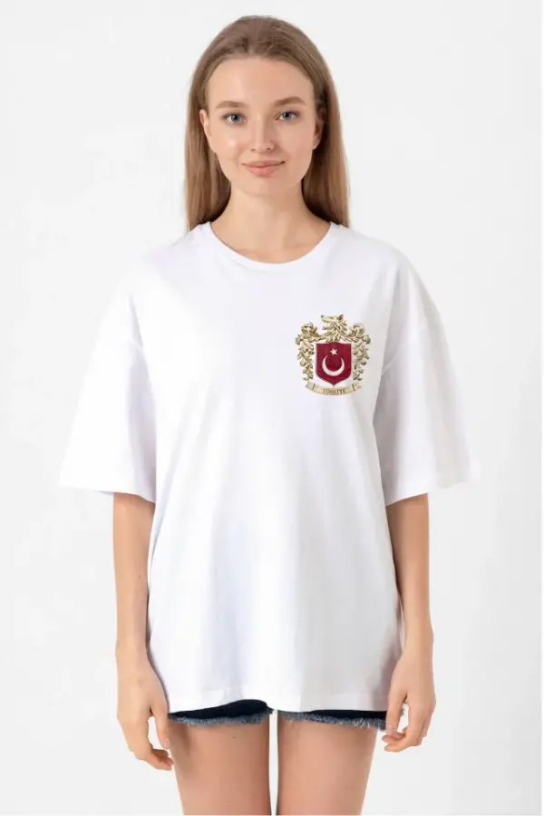 Türk Arma Baskı T-shirt- Beyaz - 1