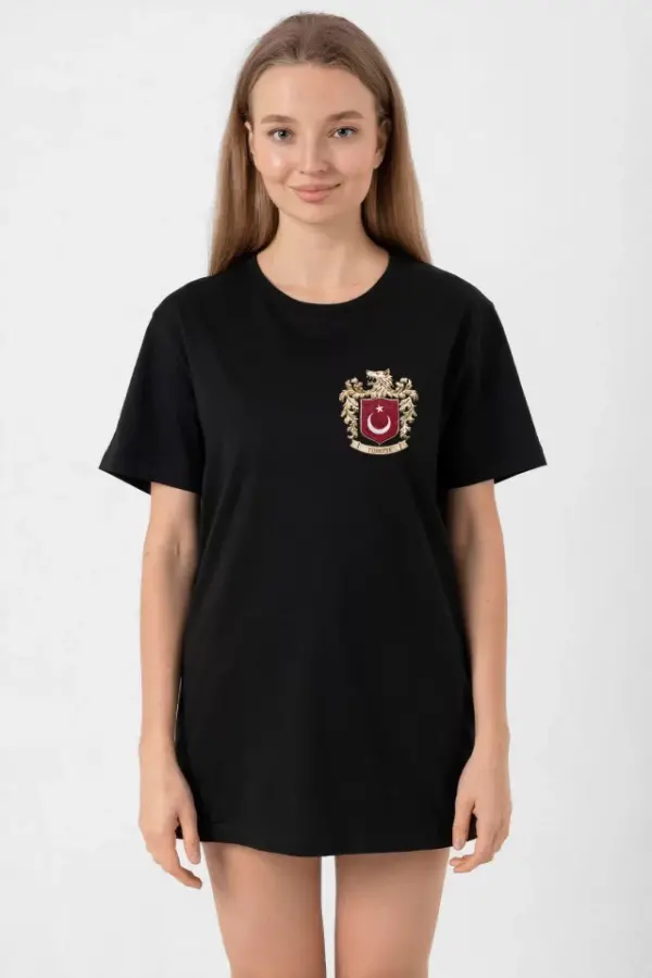 Türk Arma Baskı T-shirt - Siyah - 1