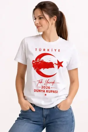 TÜRKİYE Ay Yıldız 2026 Dünya Kupasi Taraftar Forma T-Shirt - Beyaz - 1