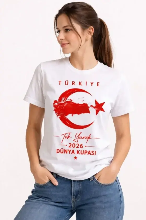 TÜRKİYE Ay Yıldız 2026 Dünya Kupasi Taraftar Forma T-Shirt - Beyaz - 1