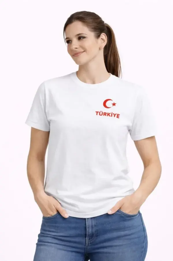 TÜRKİYE Ay Yıldız Baskılı Taraftar Forma T-Shirt - Beyaz - 2