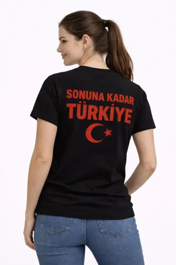 TÜRKİYE Ay Yıldız Baskılı Taraftar Forma T-Shirt - Siyah - 2