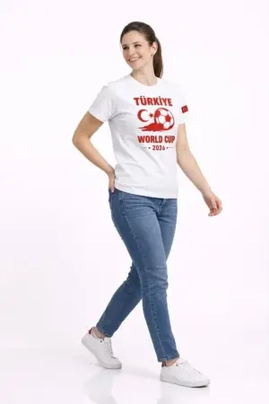 Türkiye World Cup 2026 Baskılı Tişört Futbol Temalı Forma T-Shirt - Beyaz - 2