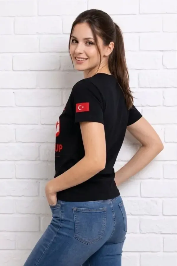 Türkiye World Cup 2026 Baskılı Tişört Futbol Temalı Forma T-Shirt - Siyah - 2